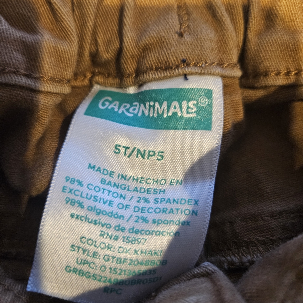Garanimals Kids 5T Dark Khaki Straight-Leg Cotton Blend Chinos
